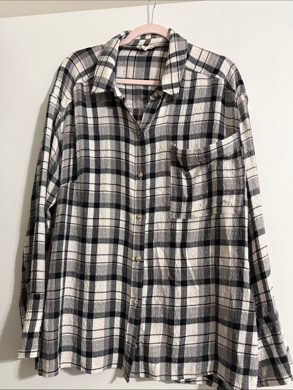 Pilcro Black & White Plaid Button-Up Shirt